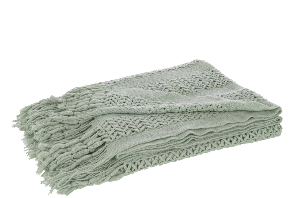 J-Line plaid gebreid - polyester - lichtgroen - 160 x 130 cm