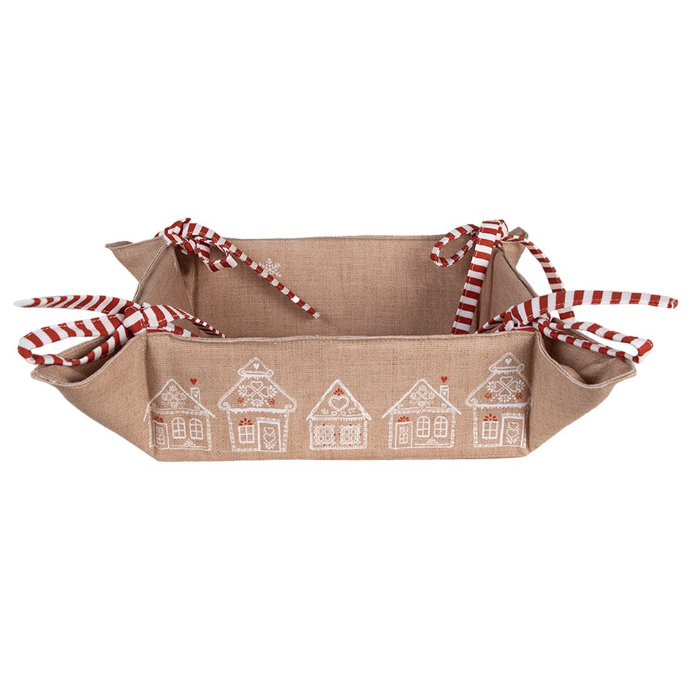 Broodmand 35x35x8 cm Bruin Katoen Gingerbread house