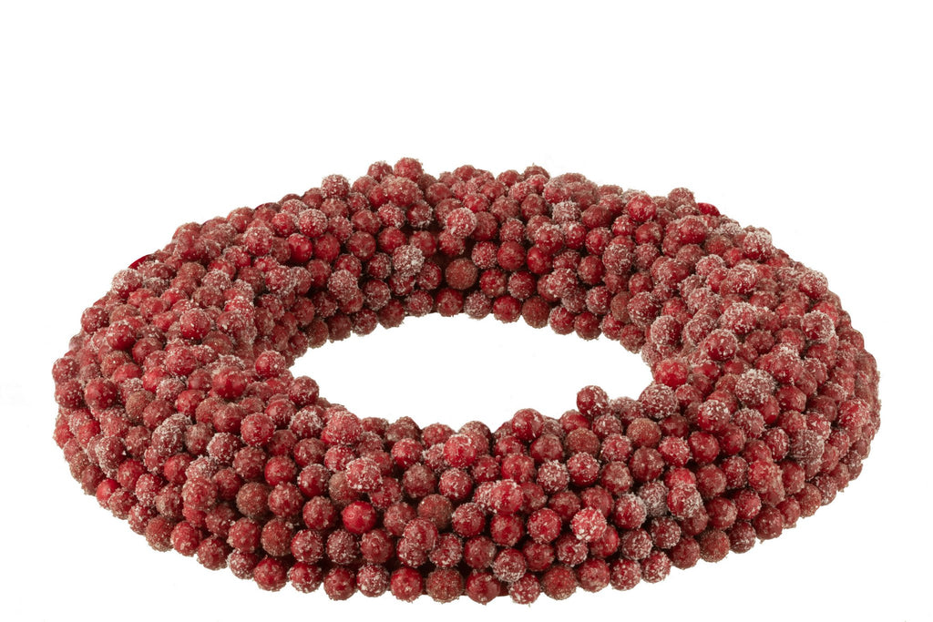 J-Line Krans Rond Bessen Plastiek Rood Large