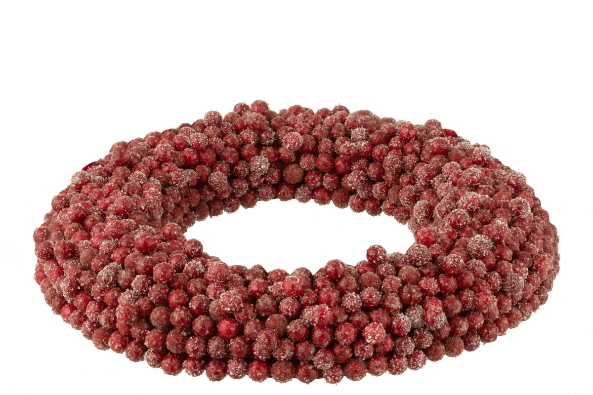 J-Line Krans Rond Bessen Plastiek Rood Large