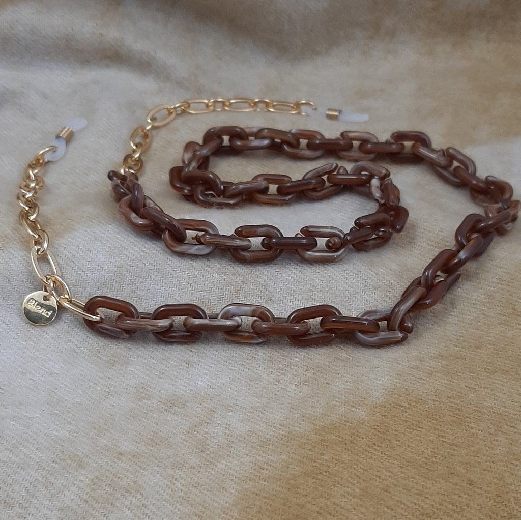 Brillenkoord acrylic chain verguld