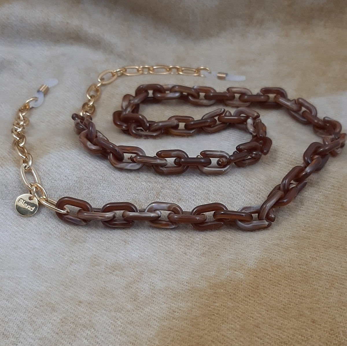 Brillenkoord acrylic chain verguld