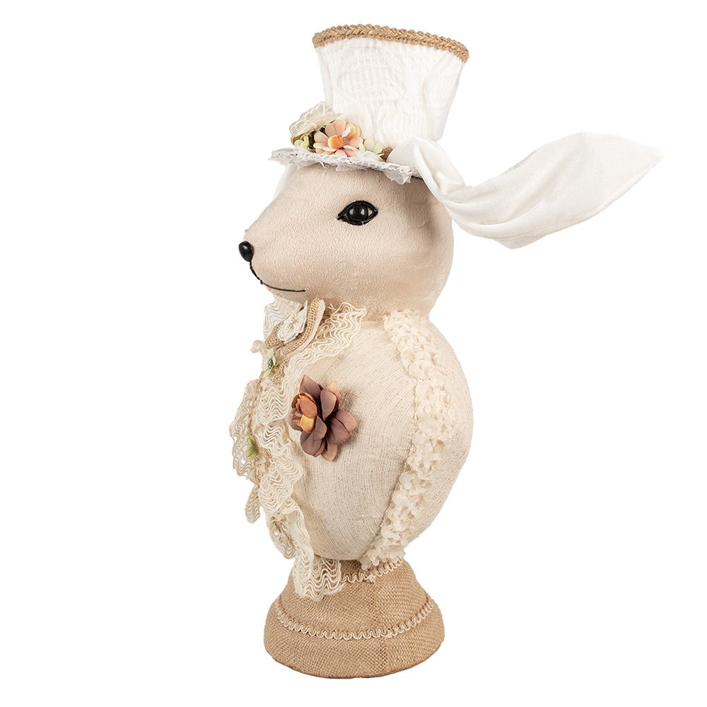 Decoratie Beeld Konijn 24x17x50 cm Beige Textiel