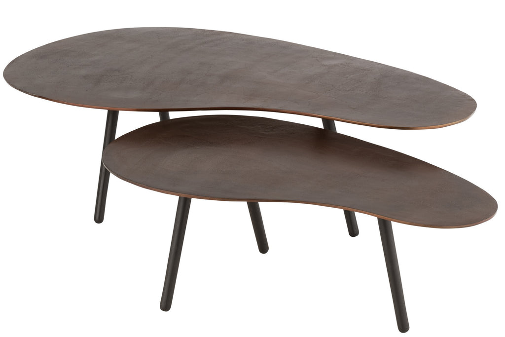 J-Line Salontafel Druppel Aluminium/Ijzer Bruin Large