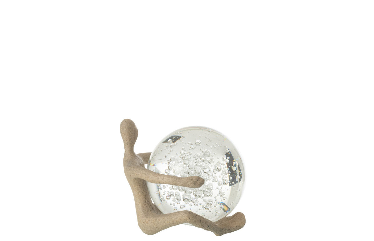 J-Line Beeld Bal Resin/Kristal Beige