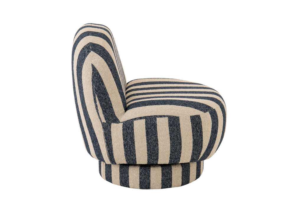 J-Line loungestoel Gestreept - textiel - blauw/gebroken wit