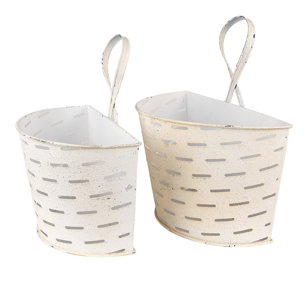 Planthouder beige ijzer hangpot