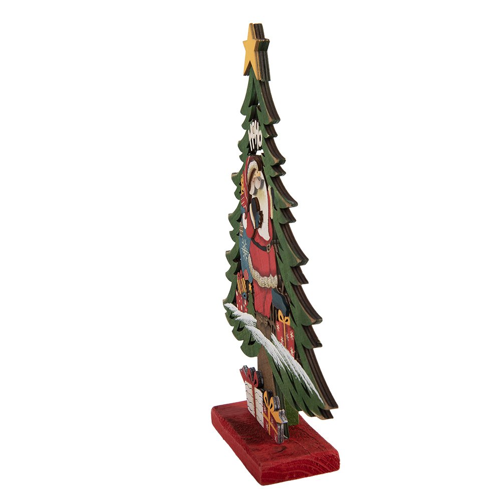 Kerstdecoratie Beeld Kerstboom 25x6x30 cm Groen Hout