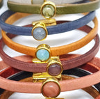 Timeless leren armband 24K verguld blauwtinten