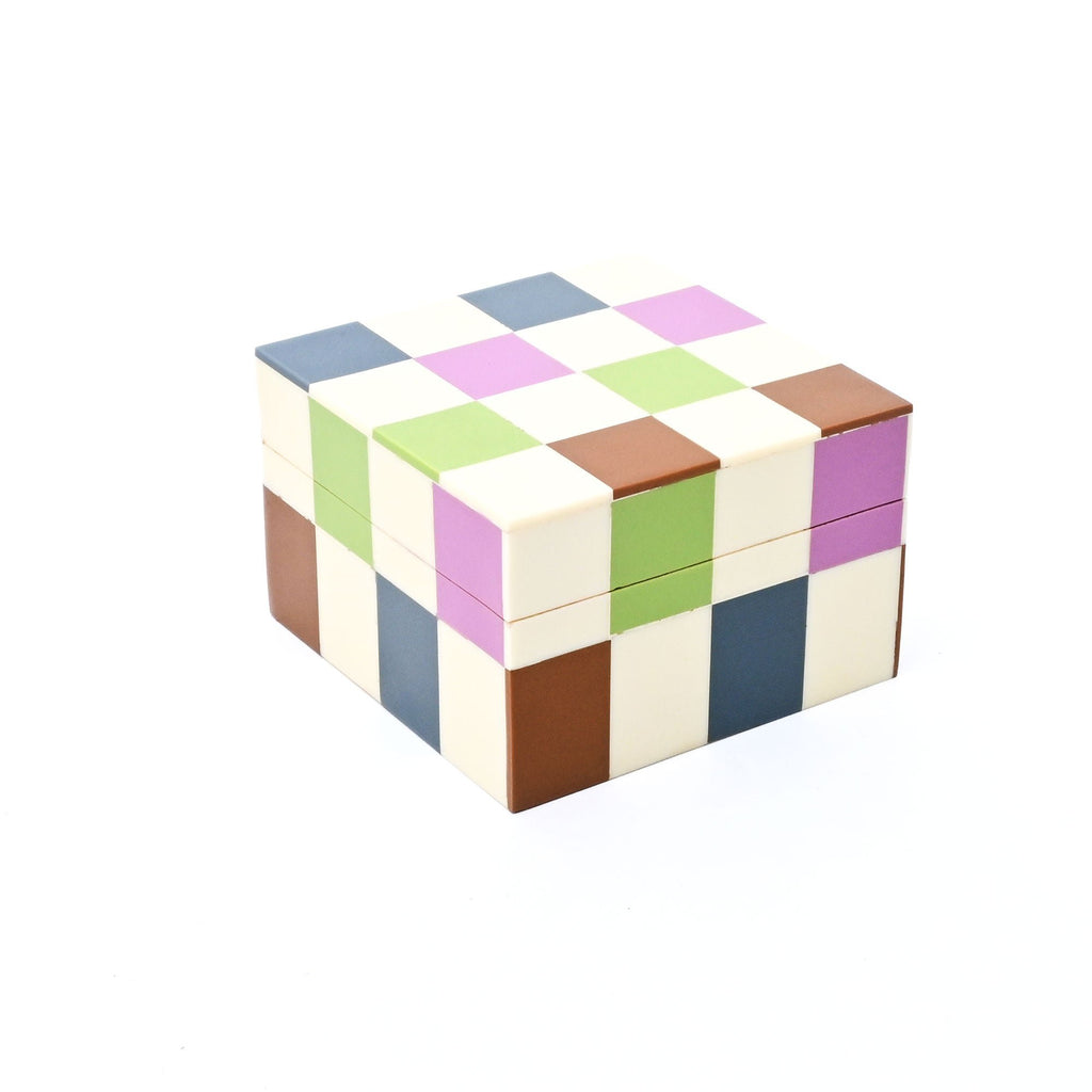 Geruite hars opbergdoos 4x4 inch modern MDF-decor
