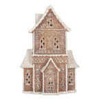 Gingerbread house met LED 16x8x23 cm Bruin Kunststof