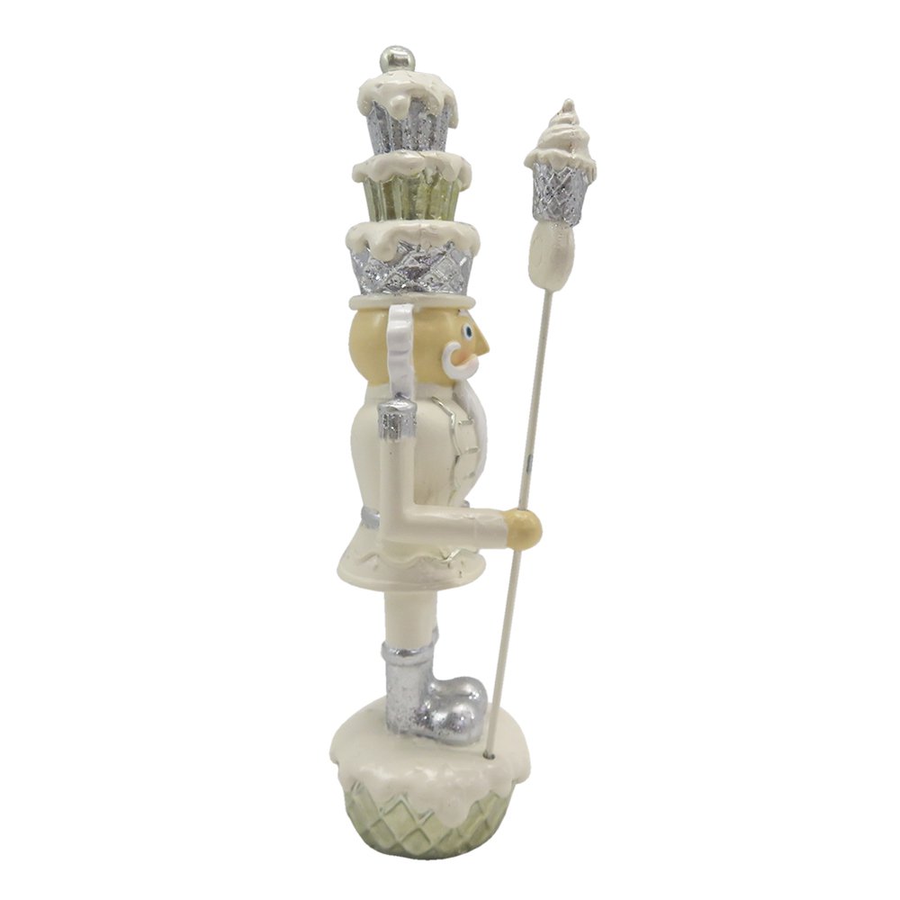 Beeld Notenkraker 16 cm Beige Zilverkleurig Kunststof Kerstdecoratie