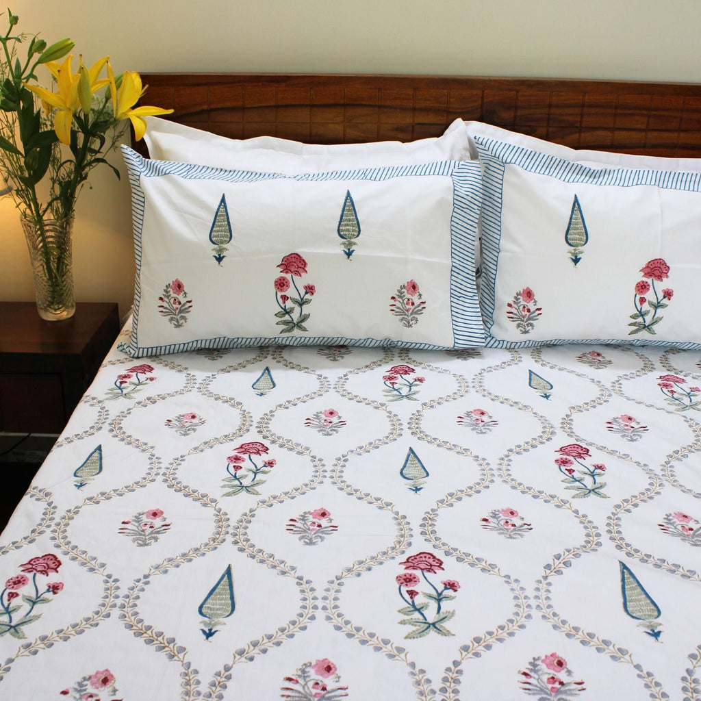 Laken | Katoenen handblok Garden Blooms | Set van 3