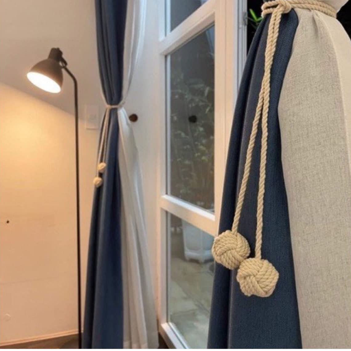 Decoratieve macrame-lakenhouders – 100% katoenen ontwerp met twee ballen – verpakking van 2