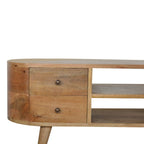 Massief houten rond entertainmentmeubel, 1 lade, bruin