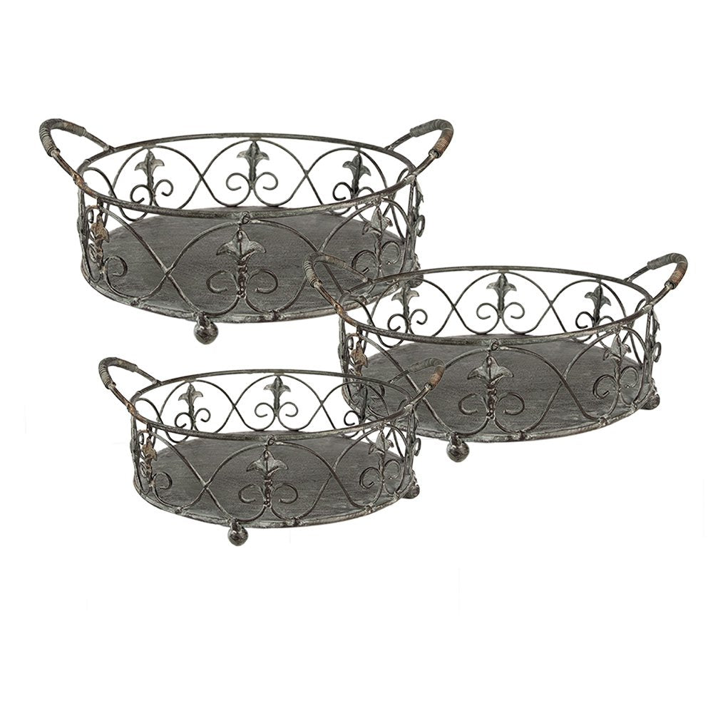 Ijzeren mand (3) 45x39x16 / 37x32x15 / 31x26x13 cm