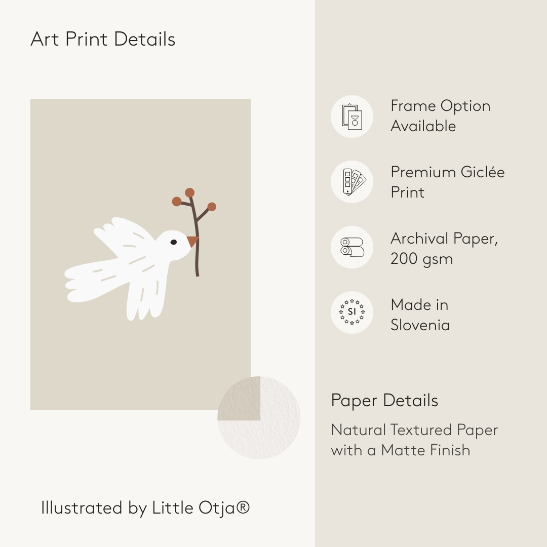 Gestippelde vogelposter - geel, ecopapier en verpakking