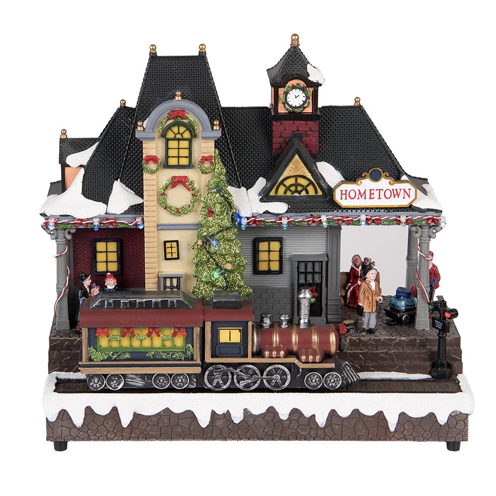 Kerstdecoratie met LED-verlichting en muziek Trein 32x16x30 cm / 3xAA Bruin Kunststof