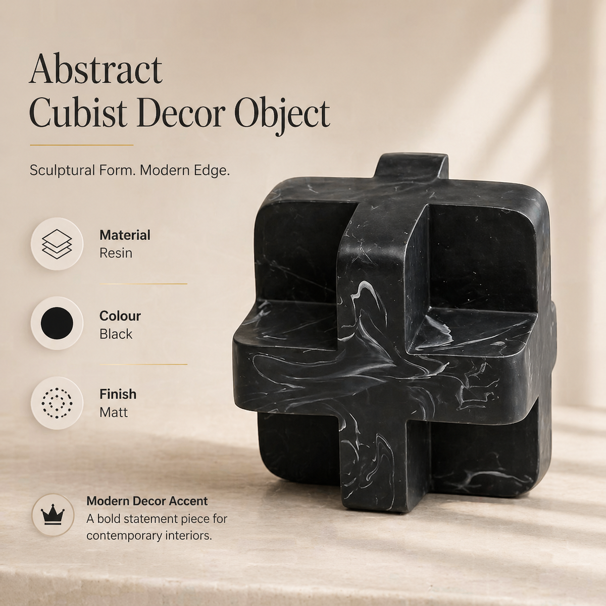 Modern zwart abstract knoopsculptuur decoratief accent voor hedendaagse interieurs