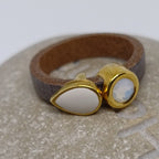 Fancy leren ringen Swarovski & emaille (set van 12 stuks)