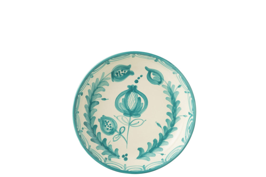 J-Line kom Granada Low - keramiek - wit/aqua - large - Ø 25 cm