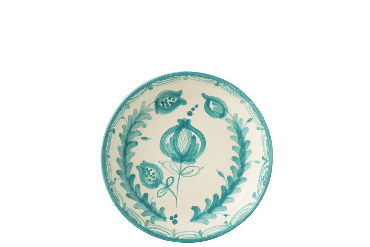 J-Line kom Granada Low - keramiek - wit/aqua - large - Ø 25 cm