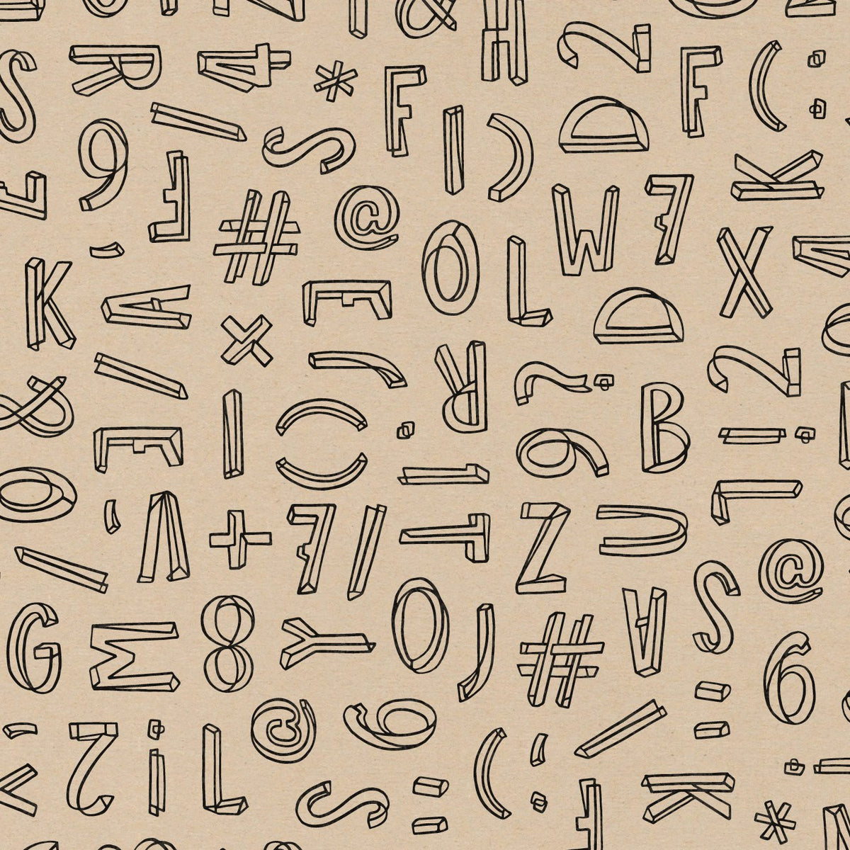 Typo Graphic - Rollen cadeaupapier - 10 stuks