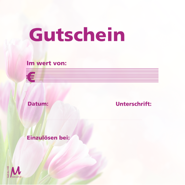 Kadobon – “Gutschein” – Tulpen – 25 Stuks