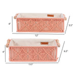 Rose handgeweven katoenen opbergmandenset – set van 2 stuks