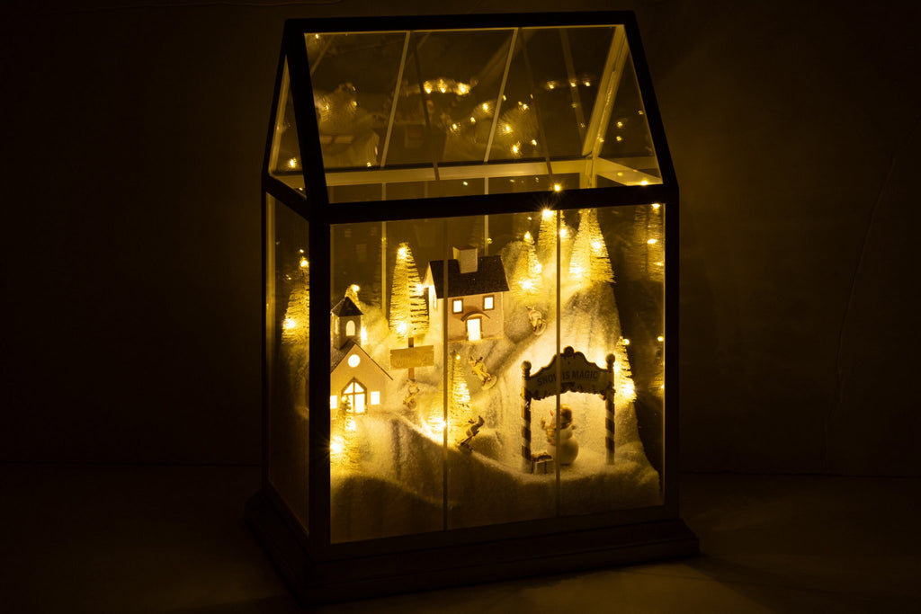 J-Line Ledkerstdorp - glas/synthetisch - wit/goud - medium