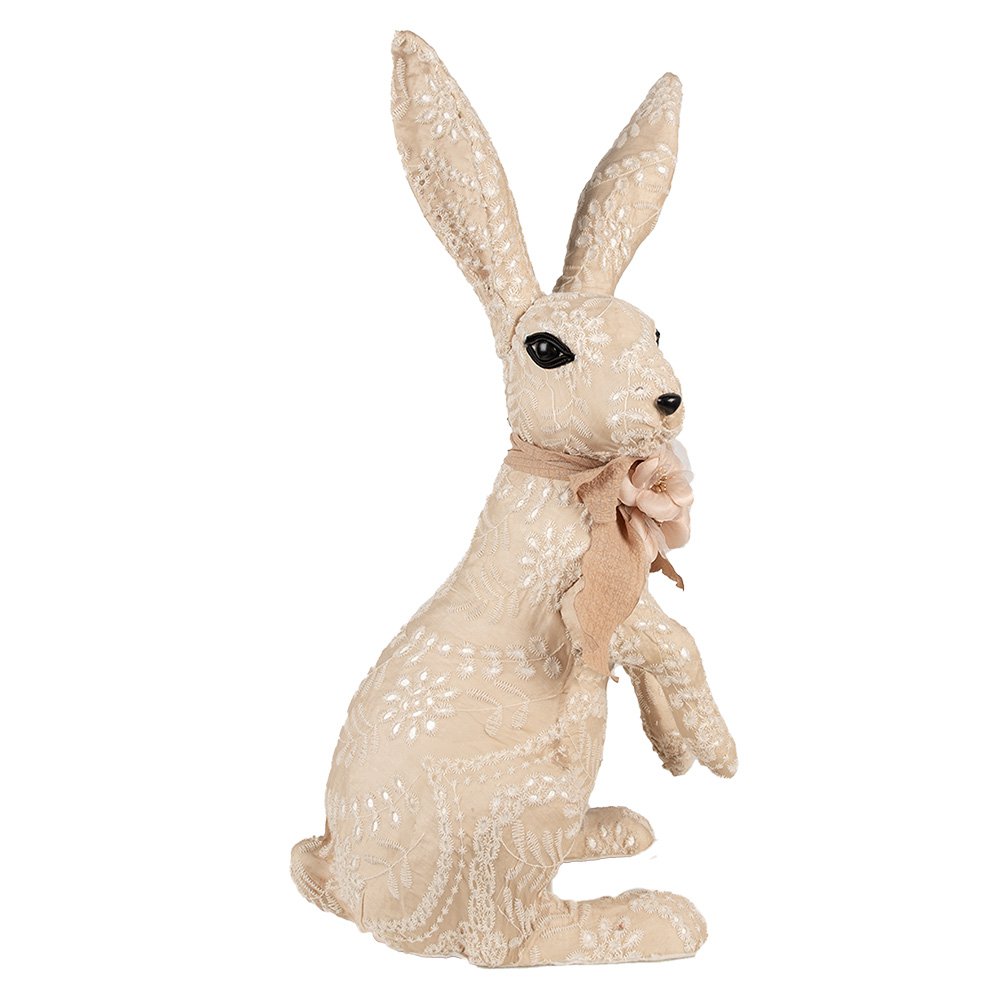 Decoratie Beeld Konijn 25x19x54 cm Beige Textiel