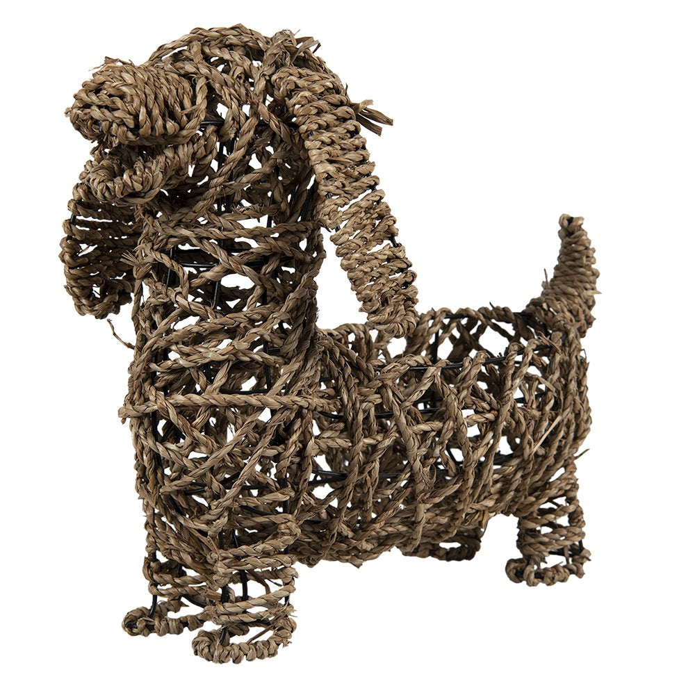 Beeld Hond 32x17x30 cm Bruin Rotan