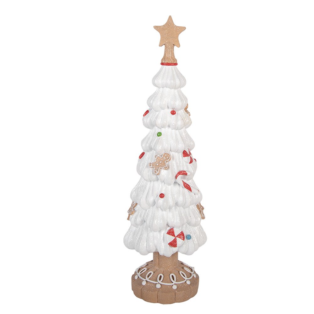 Kerstdecoratie Beeld Kerstboom Ø 12x38 cm Wit Kunststof