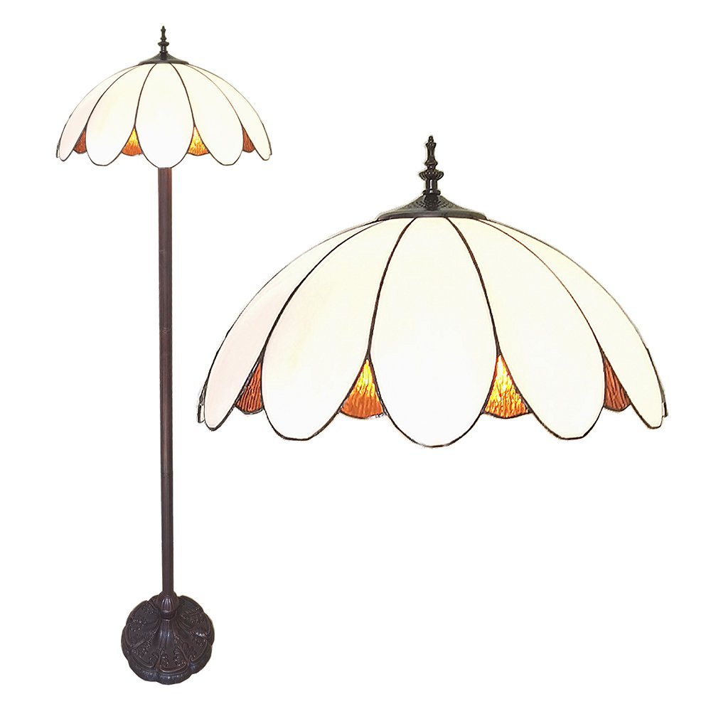 Tiffany Vloerlamp Ø 46x166 cm Wit Polyresin Staande Lamp