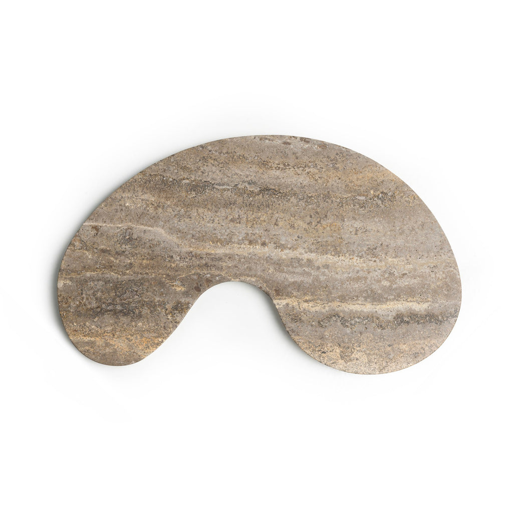 Organisch dienblad Titanium travertine kidney 40x23cm