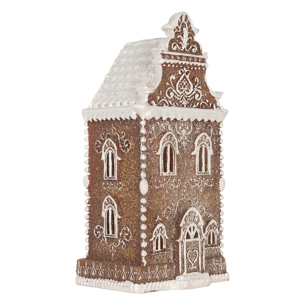 Gingerbread house met LED 17x15x35 cm Bruin Kunststof
