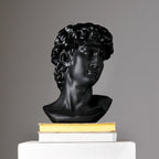 Black David Bust Statue – Klassiek geïnspireerd decoratief beeldhouwwerk voor tafelblad-styling