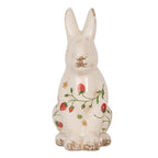 Decoratie Beeld Konijn 16x12x28 cm Beige Keramiek Aardbeien