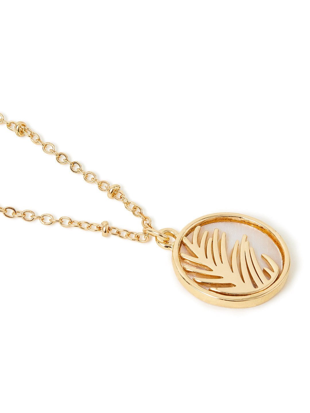 Maansteen cirkelblad hanger ketting – Vergulde mode-sieraden – 41 cm
