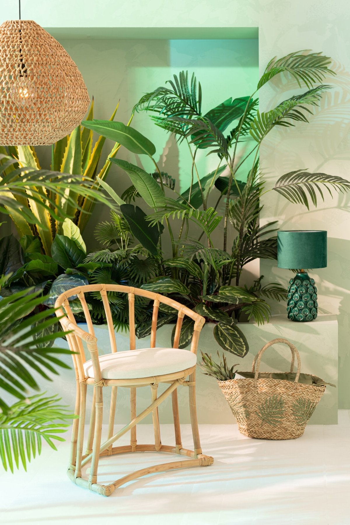 J-Line stoel + kussen - jute/textiel - naturel/wit