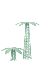 J-Line decoratie Palmboom - ijzer/papier - azuurblauw - L