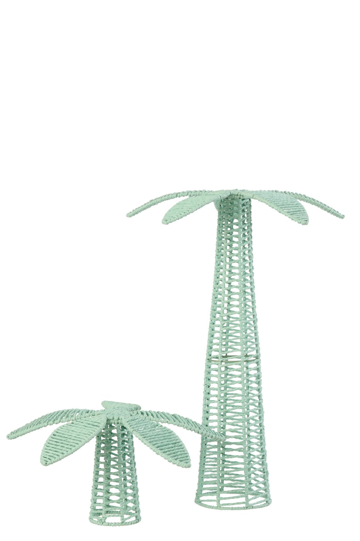 J-Line decoratie Palmboom - ijzer/papier - azuurblauw - L