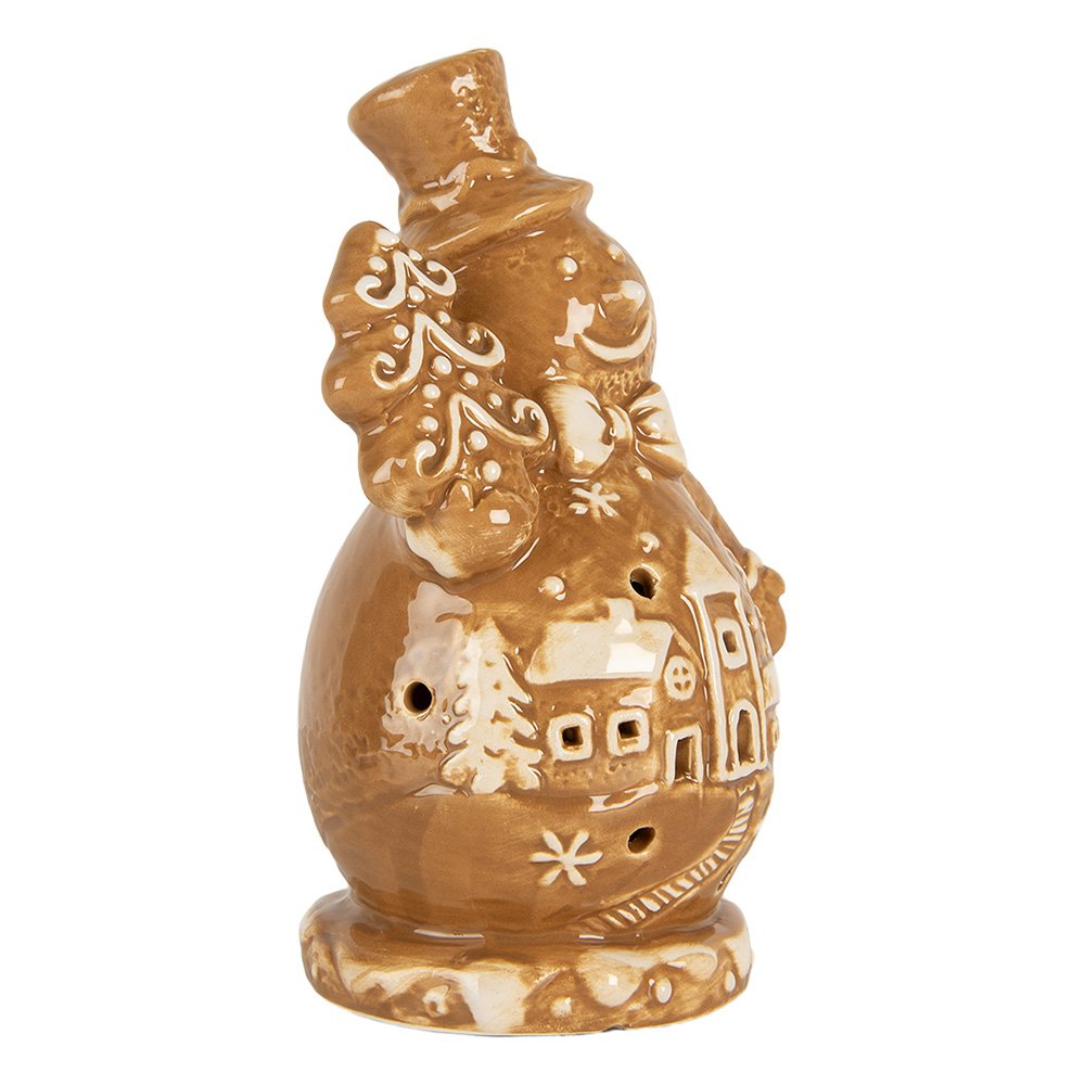 Kerstdecoratie Sneeuwpop 11x8x16 cm Bruin Keramiek