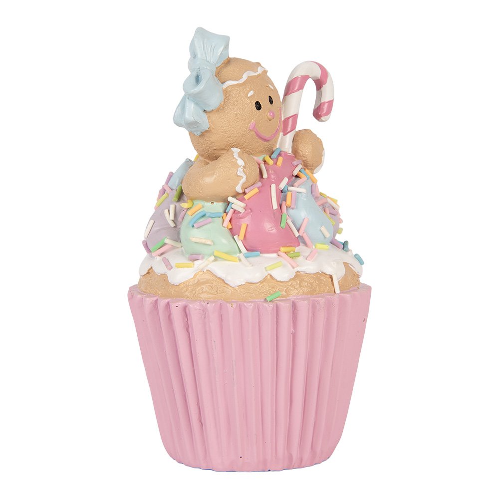Decoratie Beeld Cupcake Ø 9x16 cm Roze Kunststof
