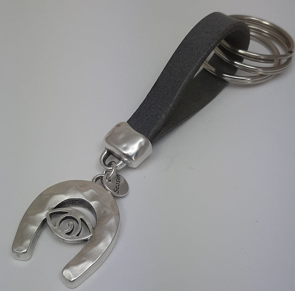 Sleutelhanger van leer Horse shoe met Eye