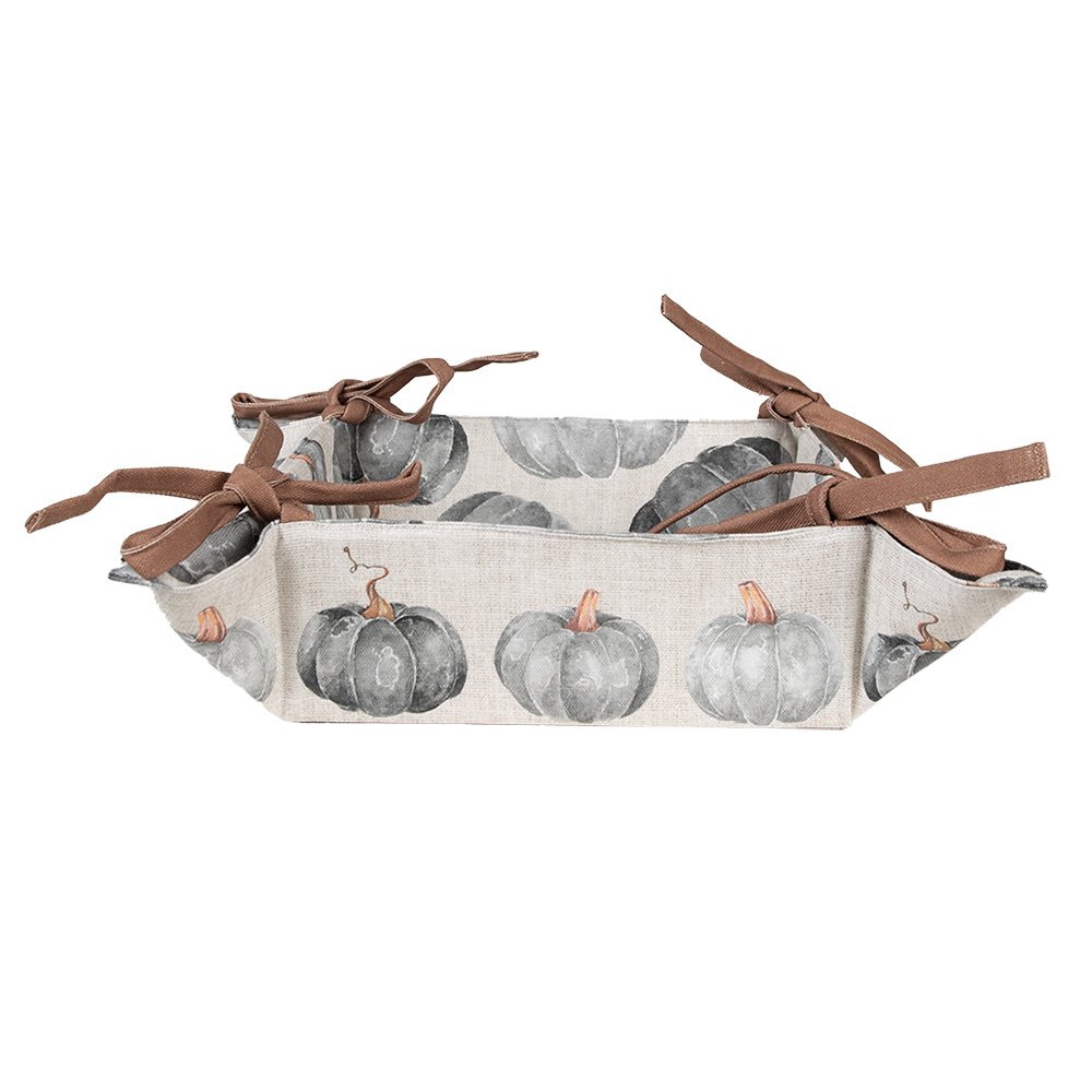 Broodmand 35x35x8 cm Grijs Katoen Pompoen