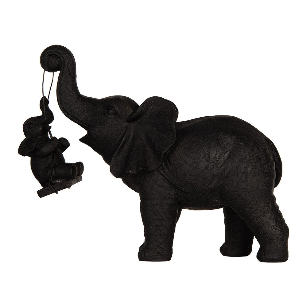 Beeld Olifant 20x8x18 cm Zwart Kunststof