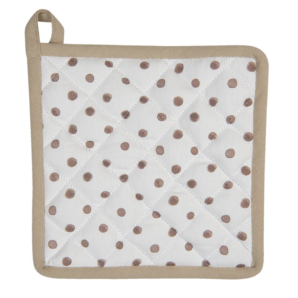 Pannenlap 20x20 cm Wit Bruin Katoen Konijn Afgiet Pannenlap