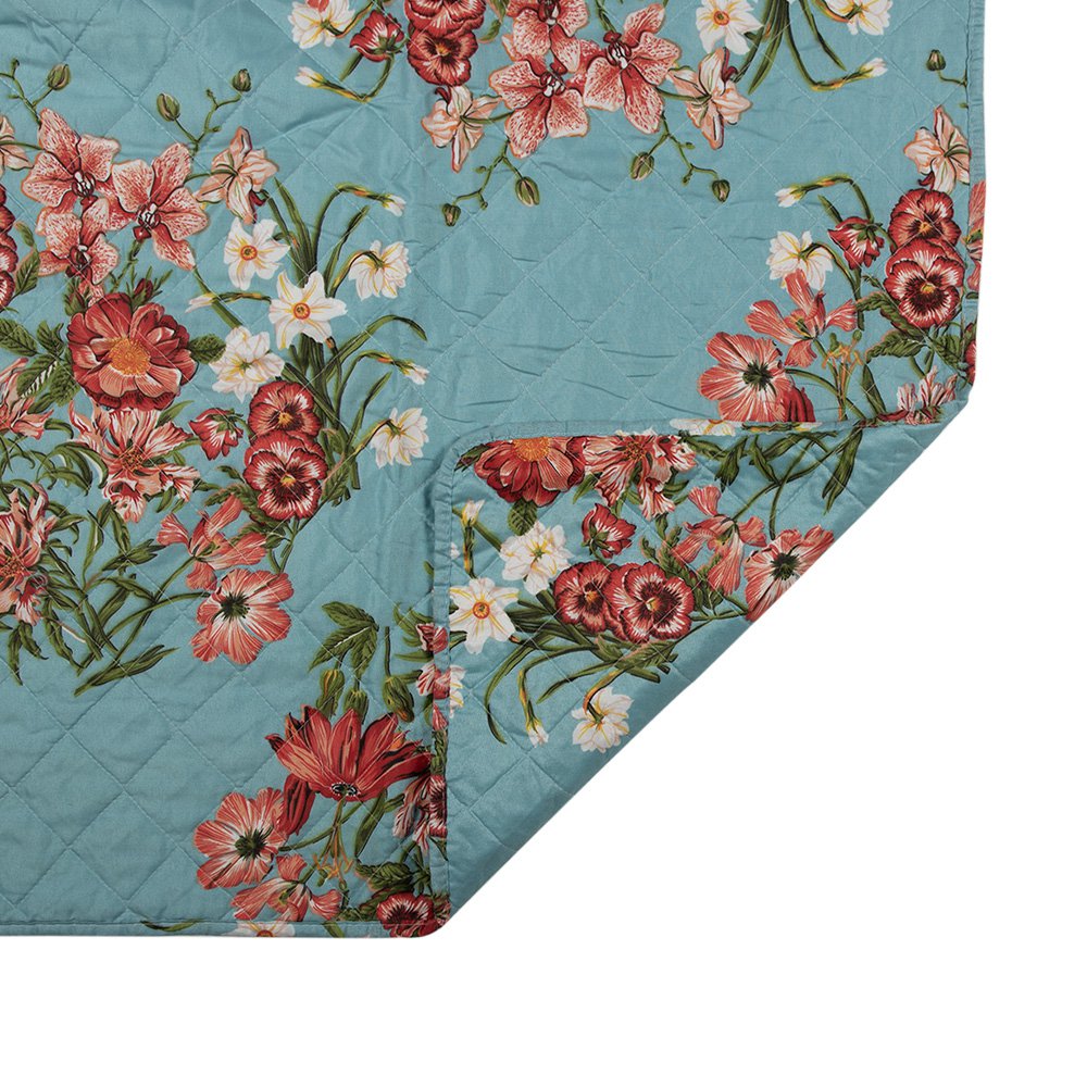Bedsprei 140x220 cm Blauw Roze Katoen Bloemen Sprei
