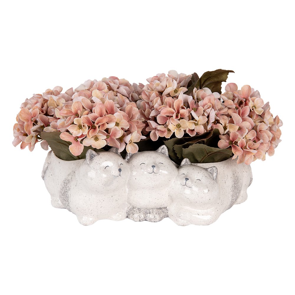 Decoratie Beeld Katten 27x16x10 cm Grijs Keramiek